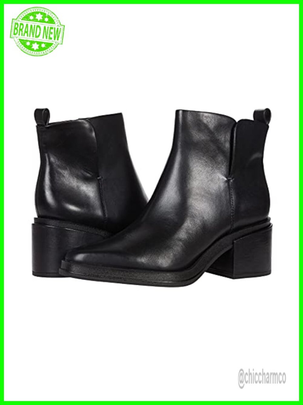 Womens Leather Ankle Bootie Pointed Toe Block Heel Side Zip Casual